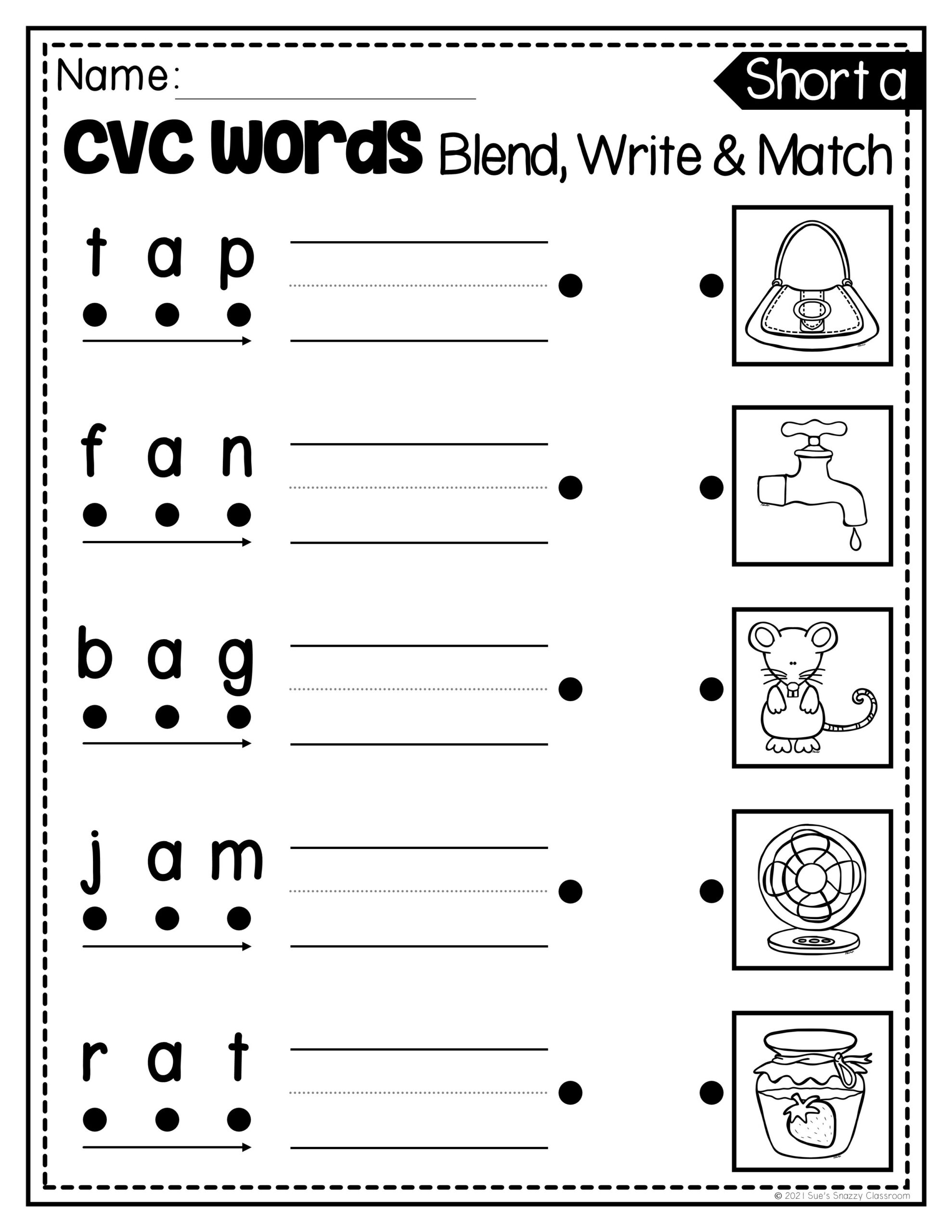 Short Vowel CVC Word Practice Worksheets Printable Activities Made By Teachers