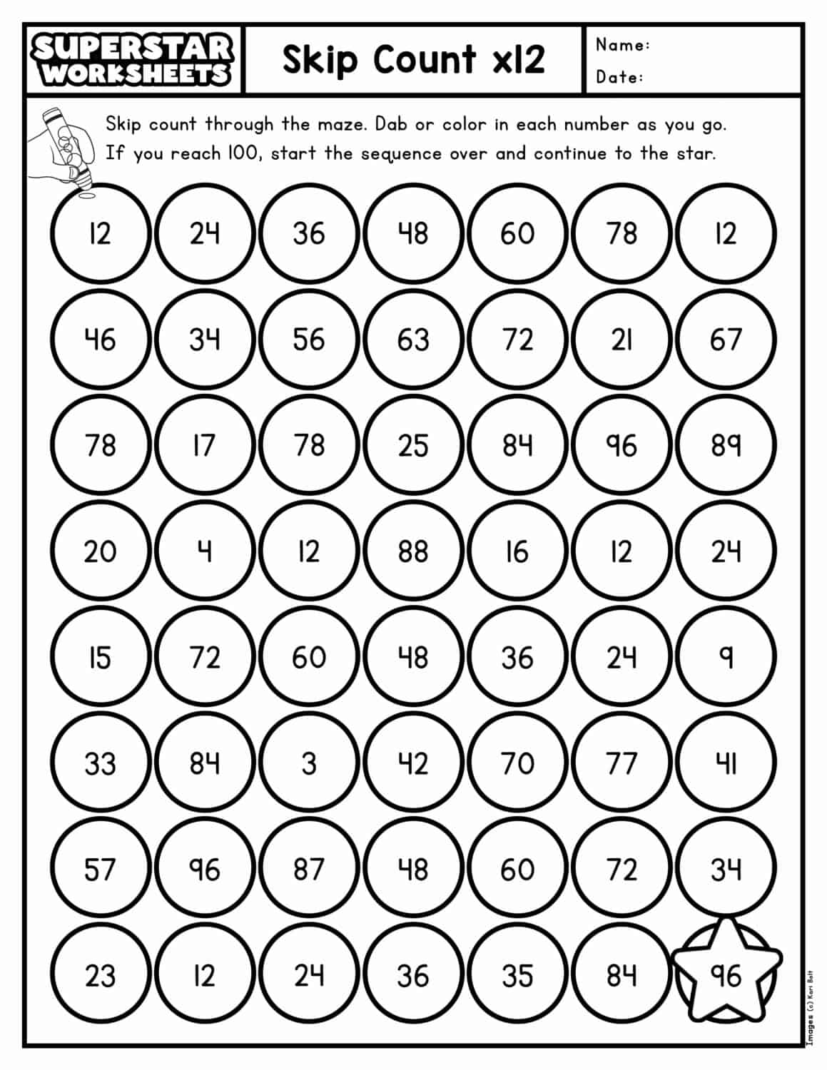 Skip Counting Worksheets Superstar Worksheets