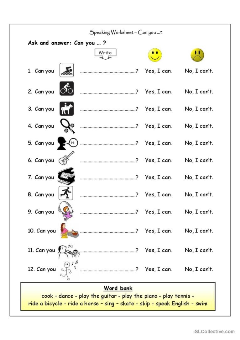 Speaking Worksheet Can You English ESL Worksheets Pdf Doc