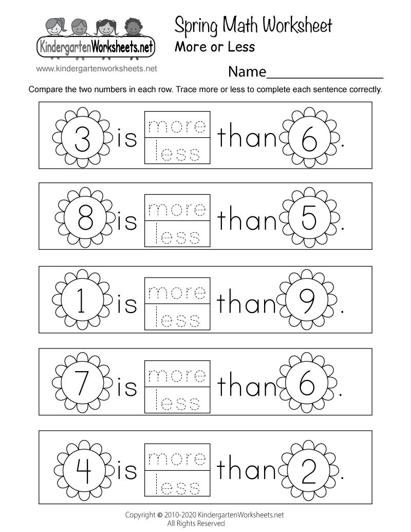 kindergarten math worksheets printable pdf
