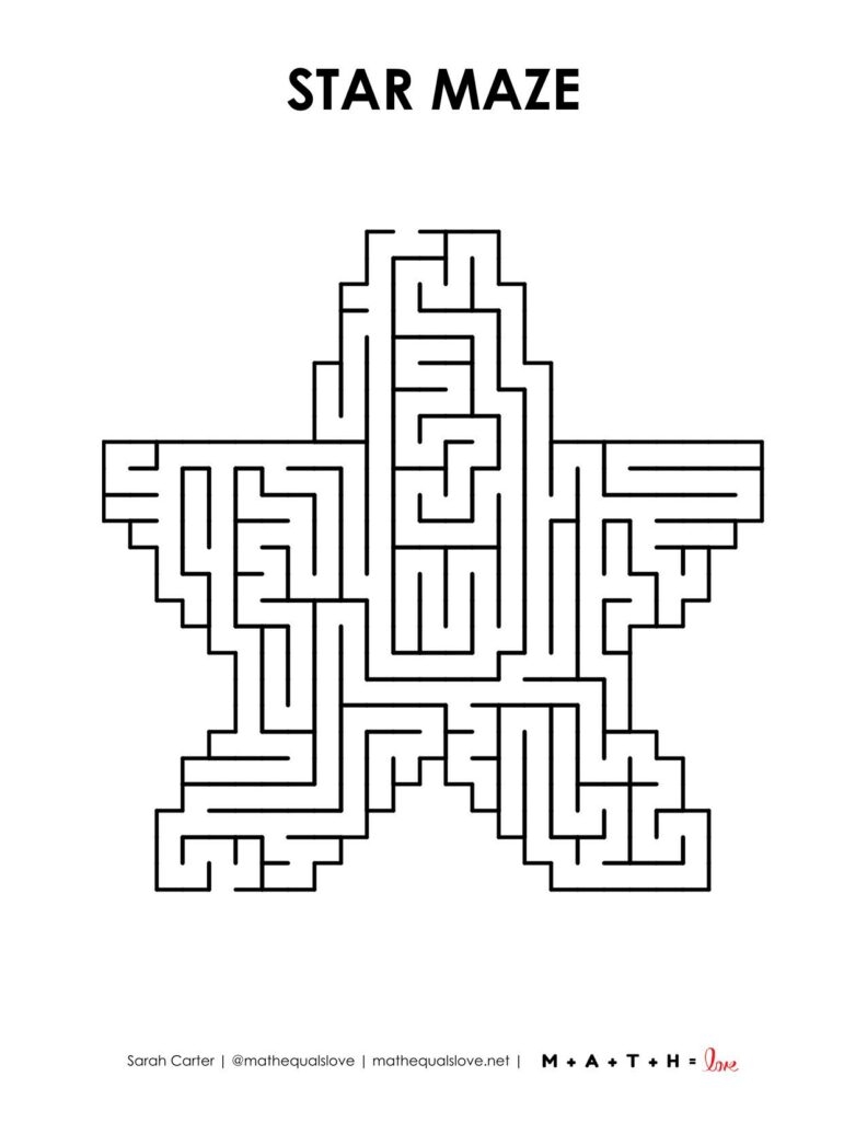 Star Maze Printable Math Love
