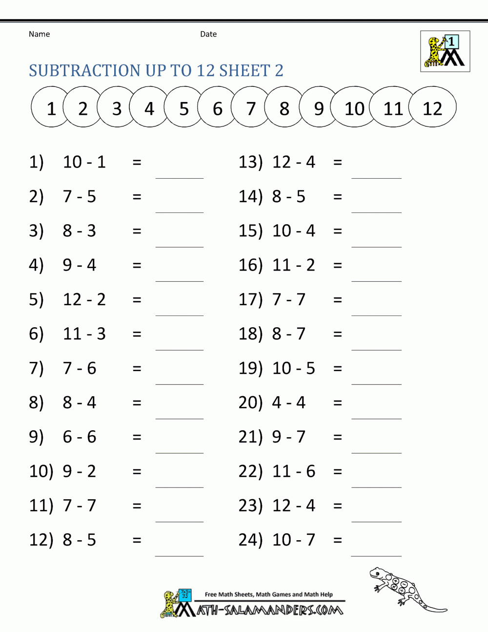 free printable math worksheets for 1st grade