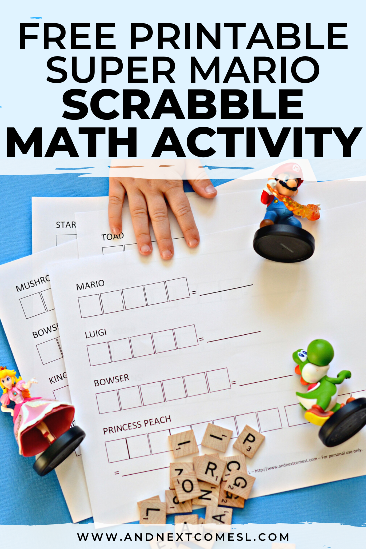 Super Mario Themed Scrabble Math Free Printable And Next Comes L Hyperlexia Resources