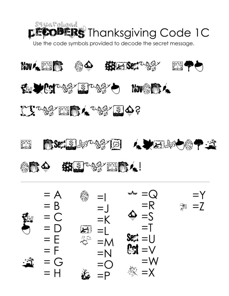 Thanksgiving Decoding Worksheets free Squarehead Teachers