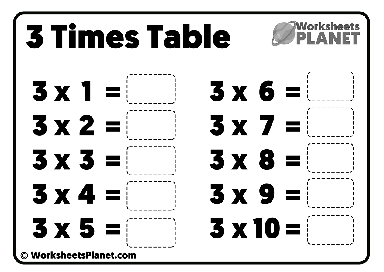 free printable times tables worksheets