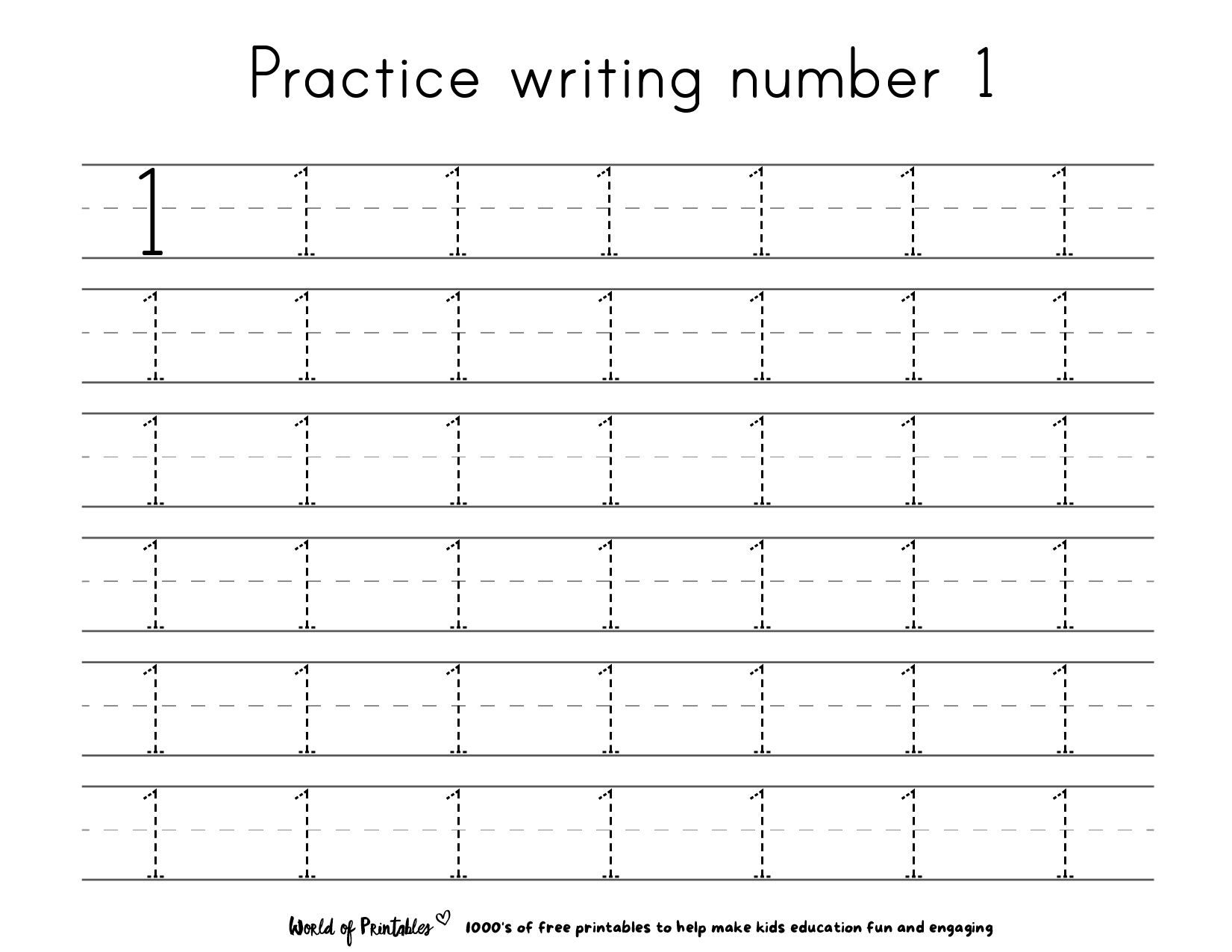 number 1 printable worksheet