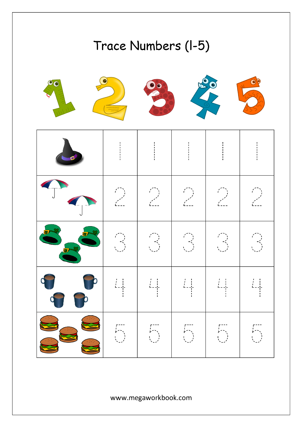 free printable tracing numbers worksheets for kindergarten