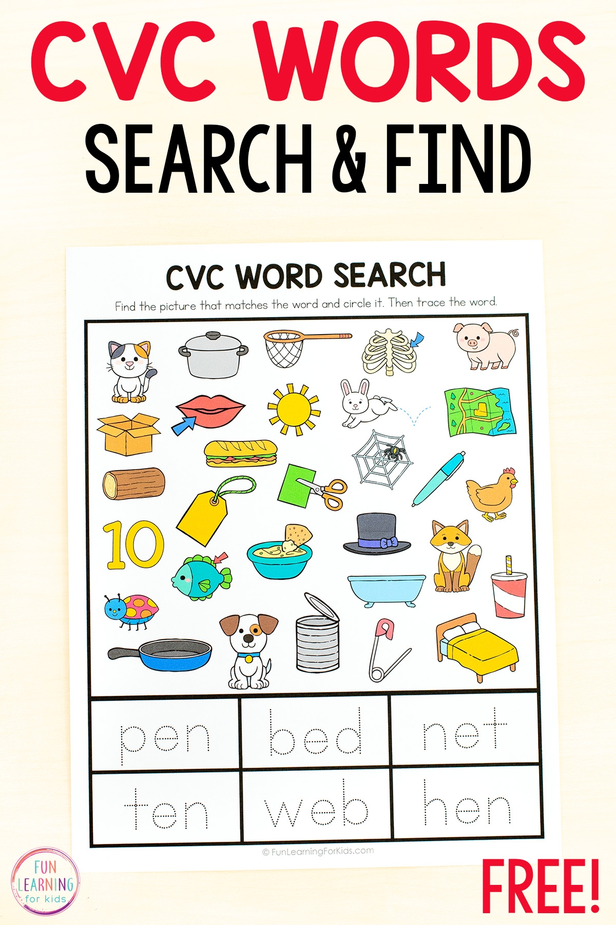 cvc words worksheets free printable