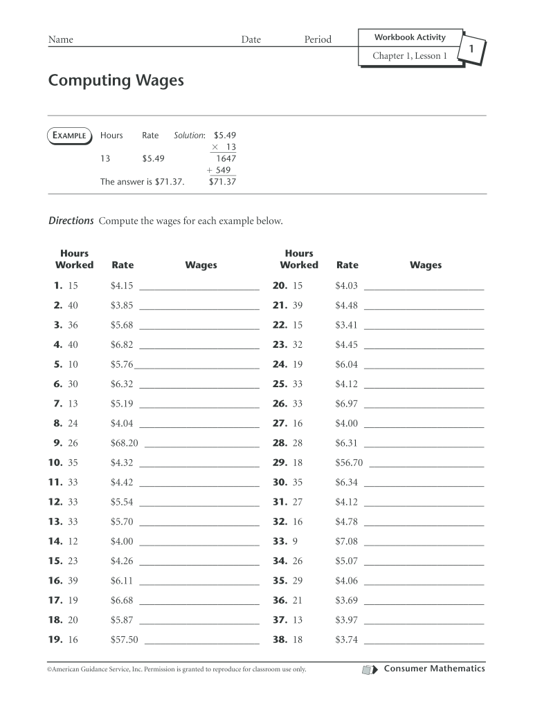 free printable consumer math worksheets